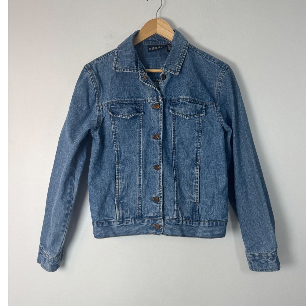 Vintage Bill Blass Womens Small Denim Jacket Medium Wash Blue Cotton Trucker